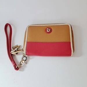 Spartina 449 Camel & Barbie Pink‎ Zip Around Wristlet Wallet